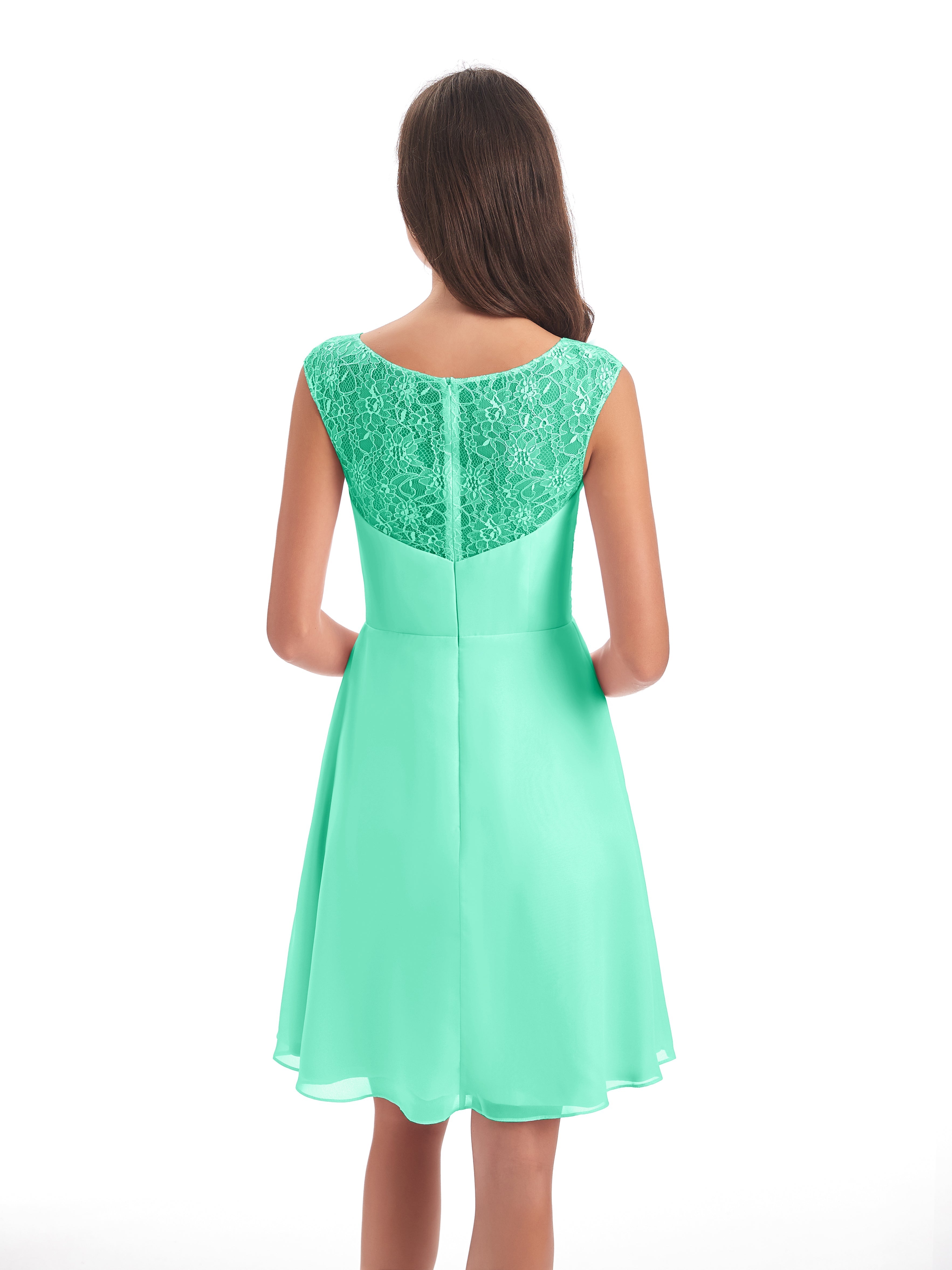 Demoiselle Dhonneur Robe Bleu Turquoise Courte Dentelle/Mousseline Robes Demoiselle D'Honneur Avec Plissé