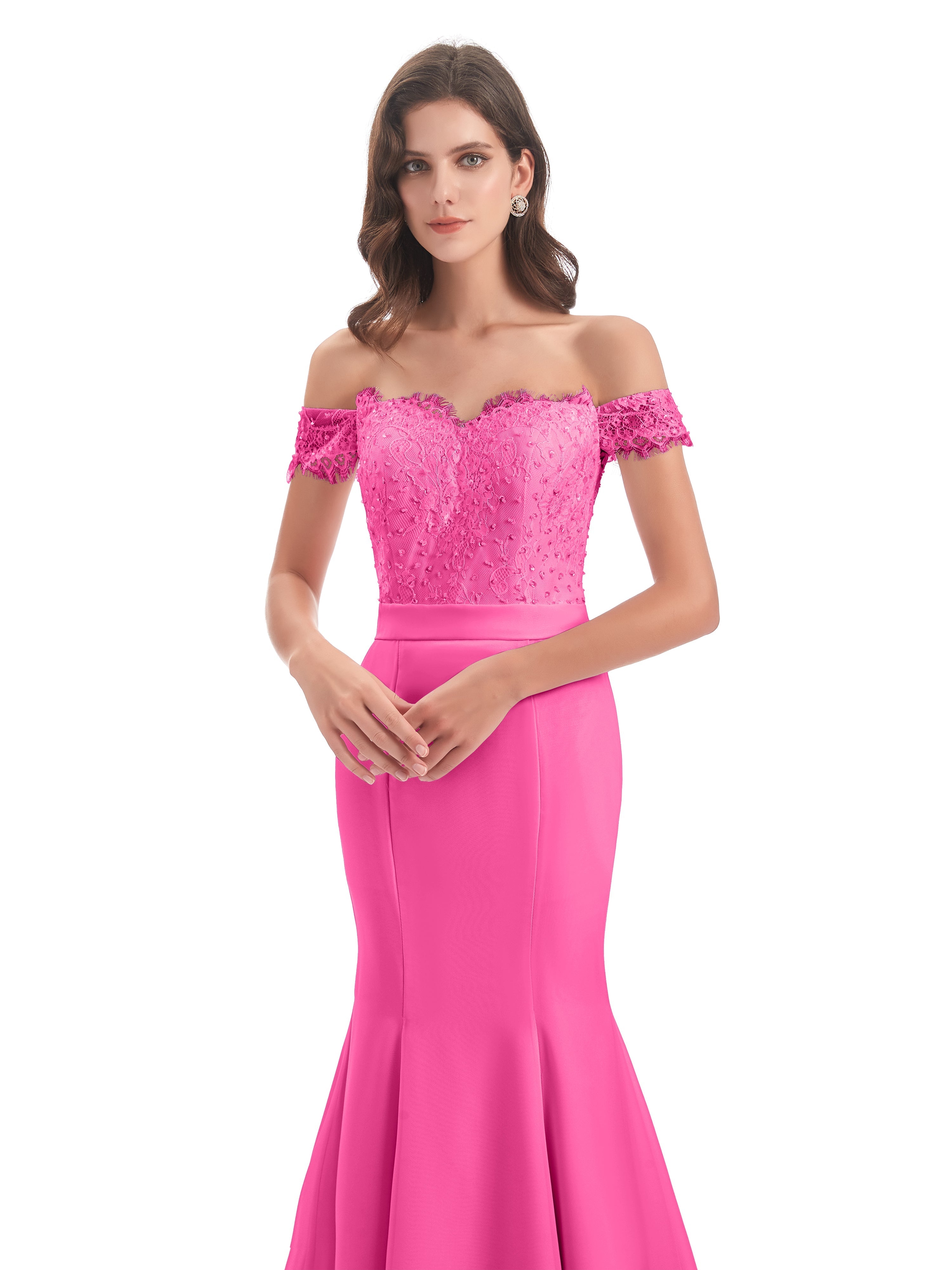 Robe Demoiselle D Honneur Azalée Carlee Sirène Traîne Tribunal Hors-La-Épaule Robes Demoiselle D'Honneur