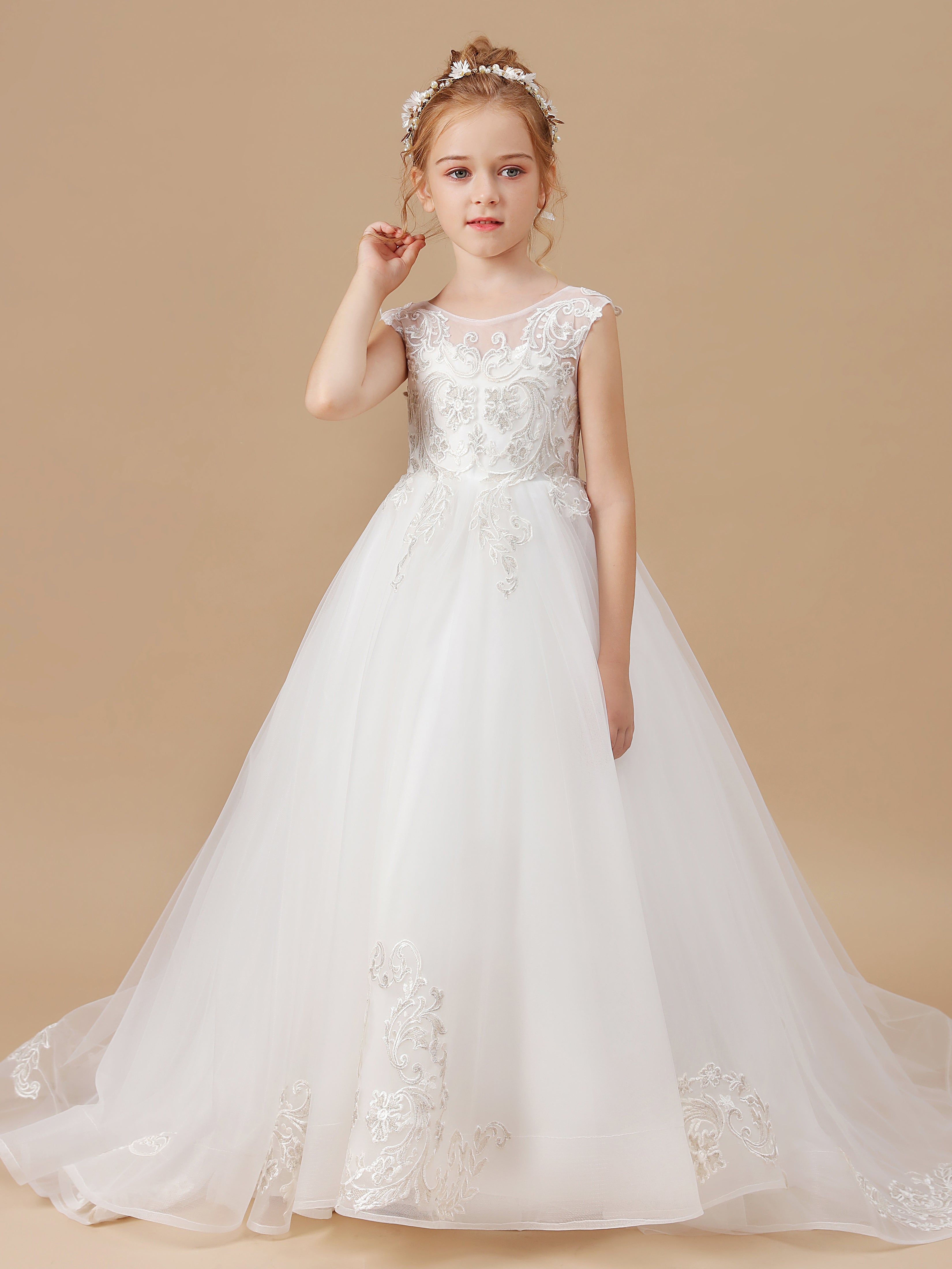 Dentelle Bouton Princesse Tulle Robe Fille
