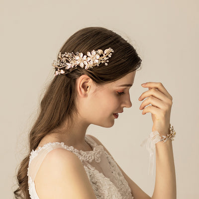 Doré Floral Coiffe Mariage