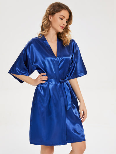 (Expédier immédiatement)Satin Peignoir de Demoiselle d'Honneur Avec Mots
