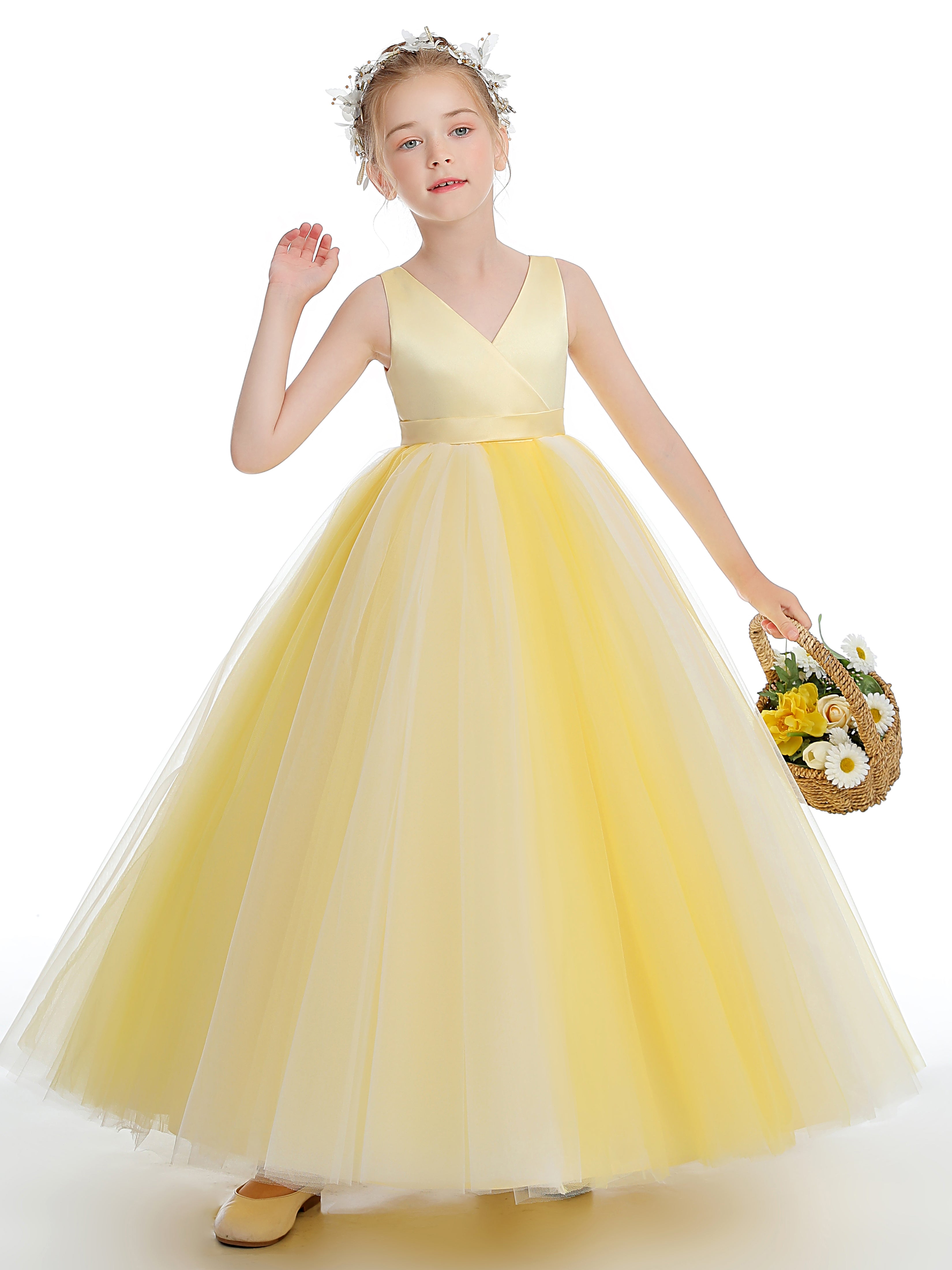 Robe Longue Robe Princesse Jaune Fille Robe De Princesse Jaune