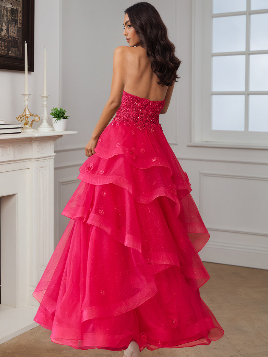 Cicinia Robe de Soirée SAUGE POUDREE Princesse Trapèze Longue en Tulle sans Bretelles