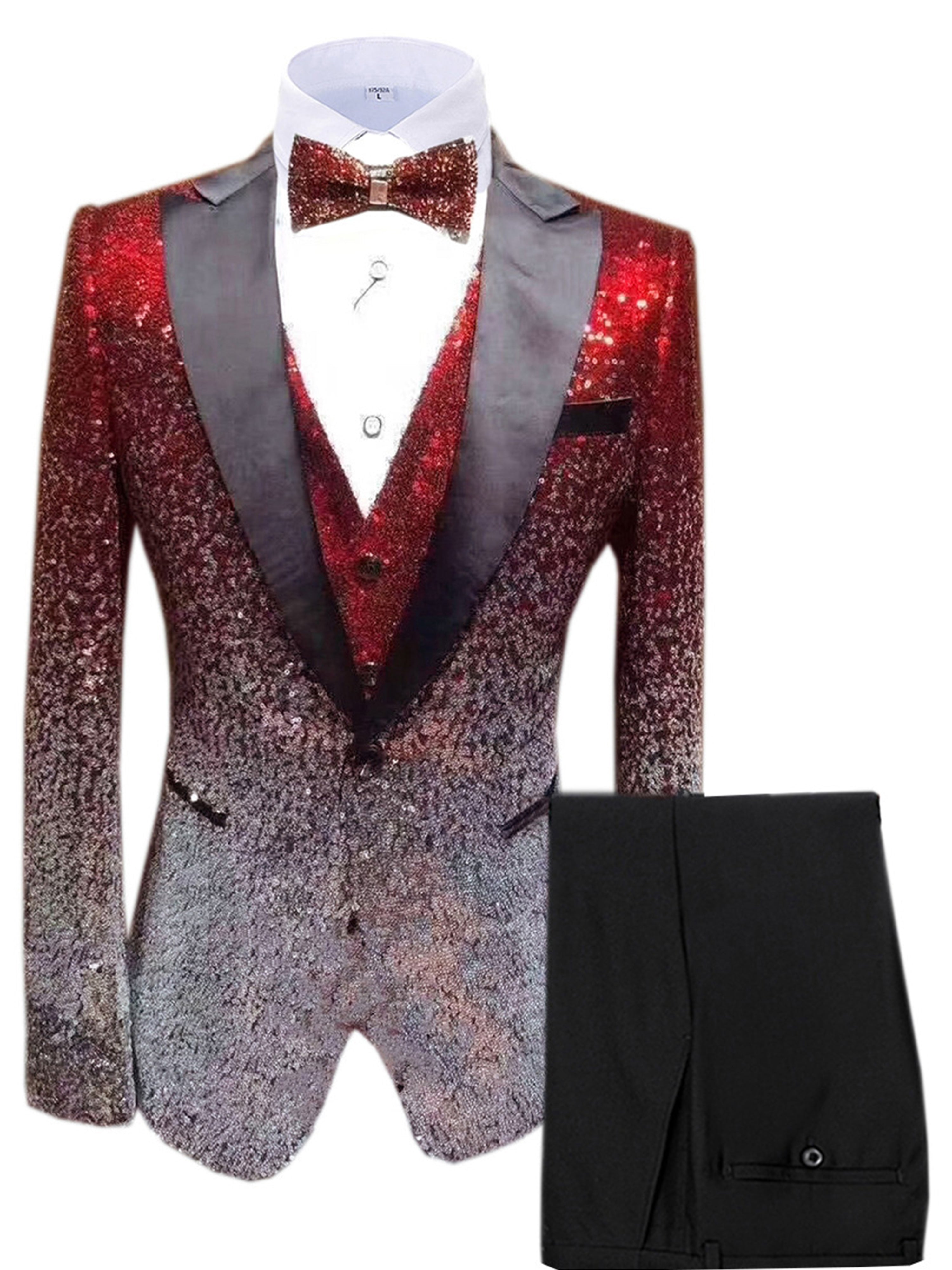 Costume de mariage 3 pièces à Paillettes pour hommes