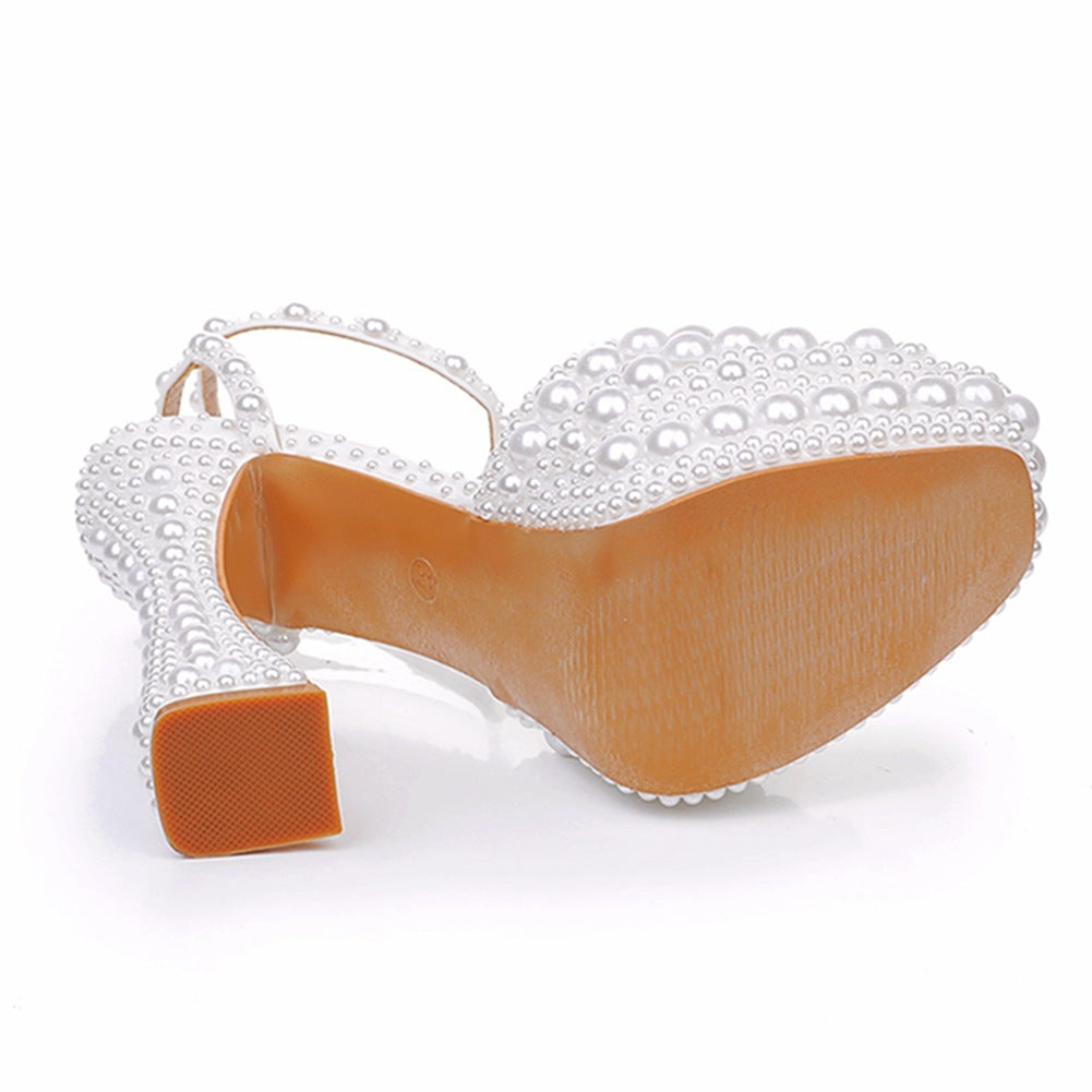 Biscornu Chaussures de mariage formelles avec grosse plateforme et perles