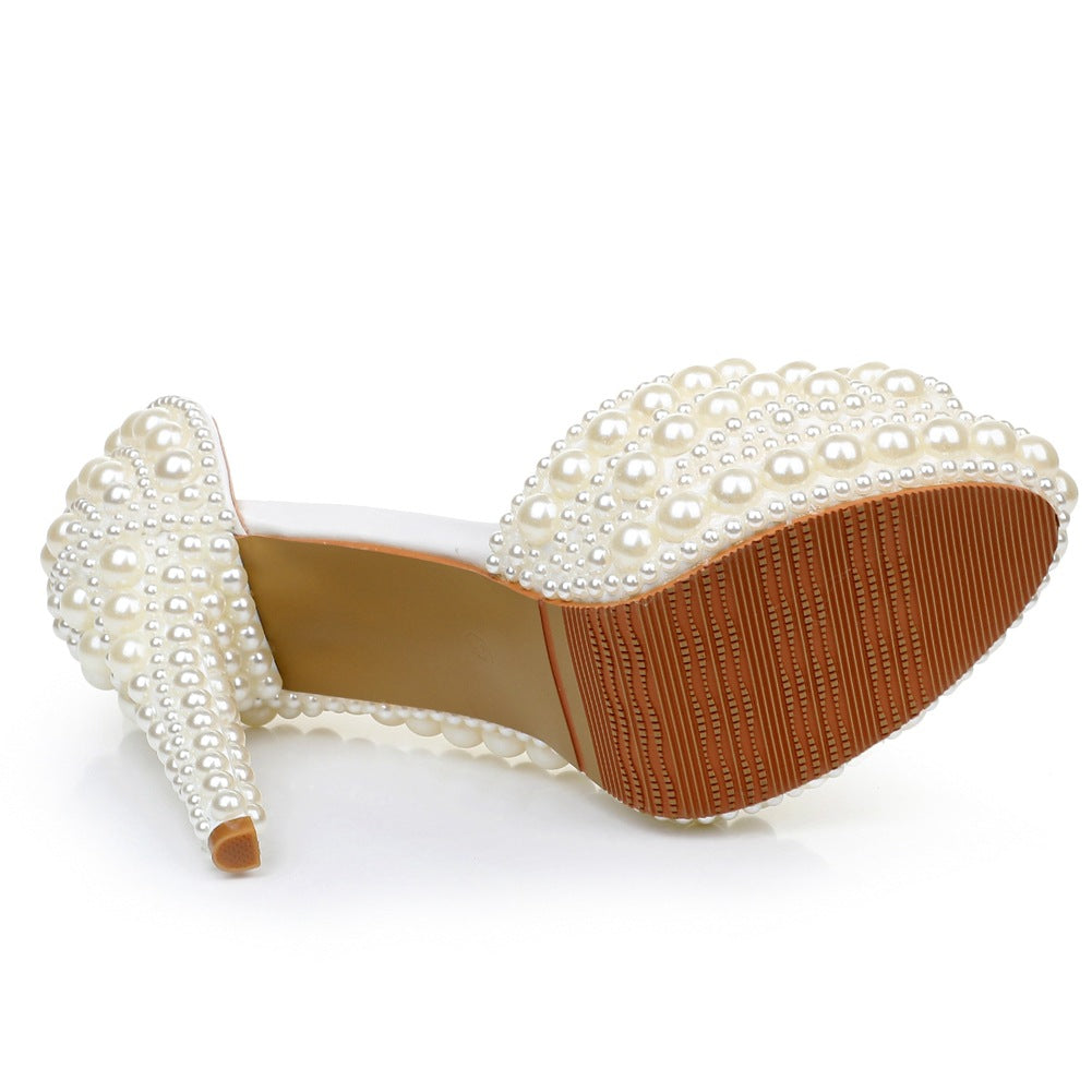 Chaussures de mariage formelles avec grosse plateforme et perles