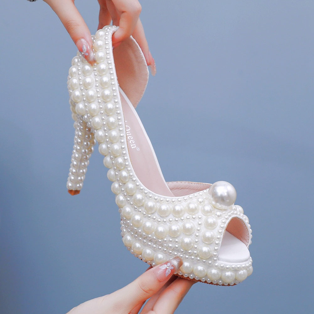 Chaussures de mariage formelles avec grosse plateforme et perles