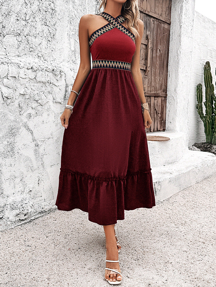 Robe Bohème Invitée Mariage BORDEAUX Dos Nudé avec Fente Latérale