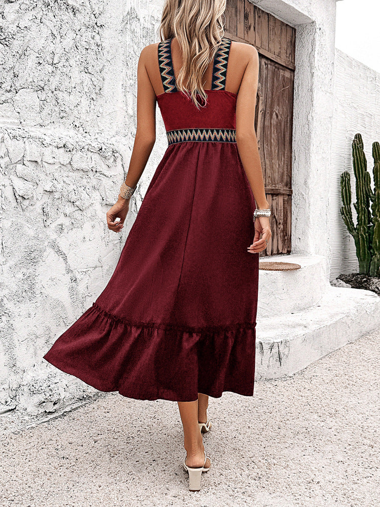 Robe Bohème Invitée Mariage BORDEAUX Dos Nudé avec Fente Latérale