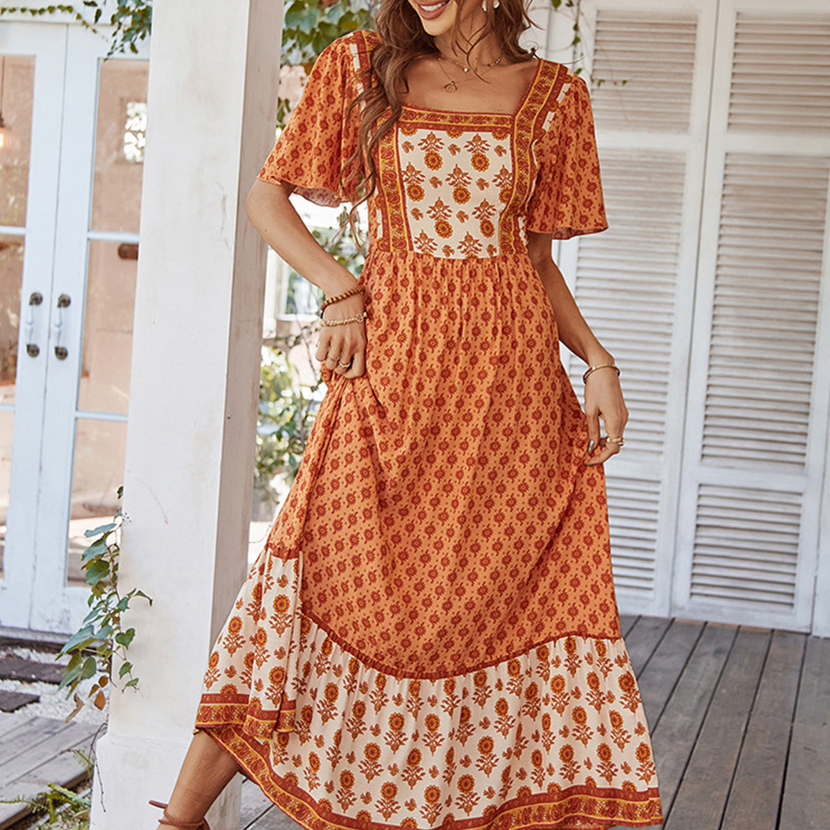 Robe Maxi Couverture De Plage UFC - Imprimé Chevron Orange Et Sarcelle - Taille S - Neuf