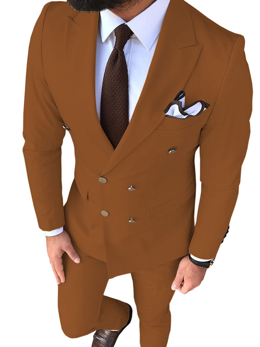 Costume Homme 2 Pièces en Brun Coupe Slim pour une Silhouette Affinée en Affaires