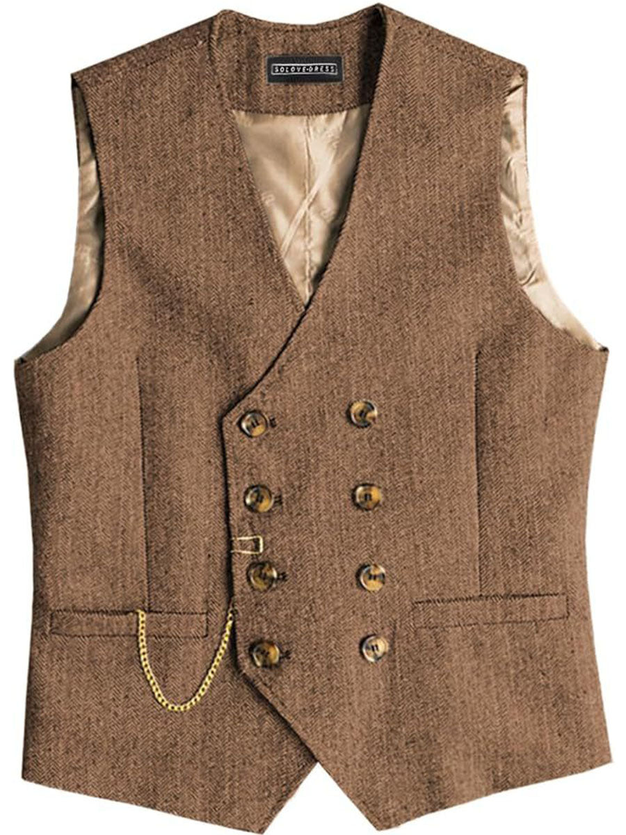 Gilet Homme en BRUN Double-Épaule Haut de Gamme pour une Tenue d'Affaires Élégante