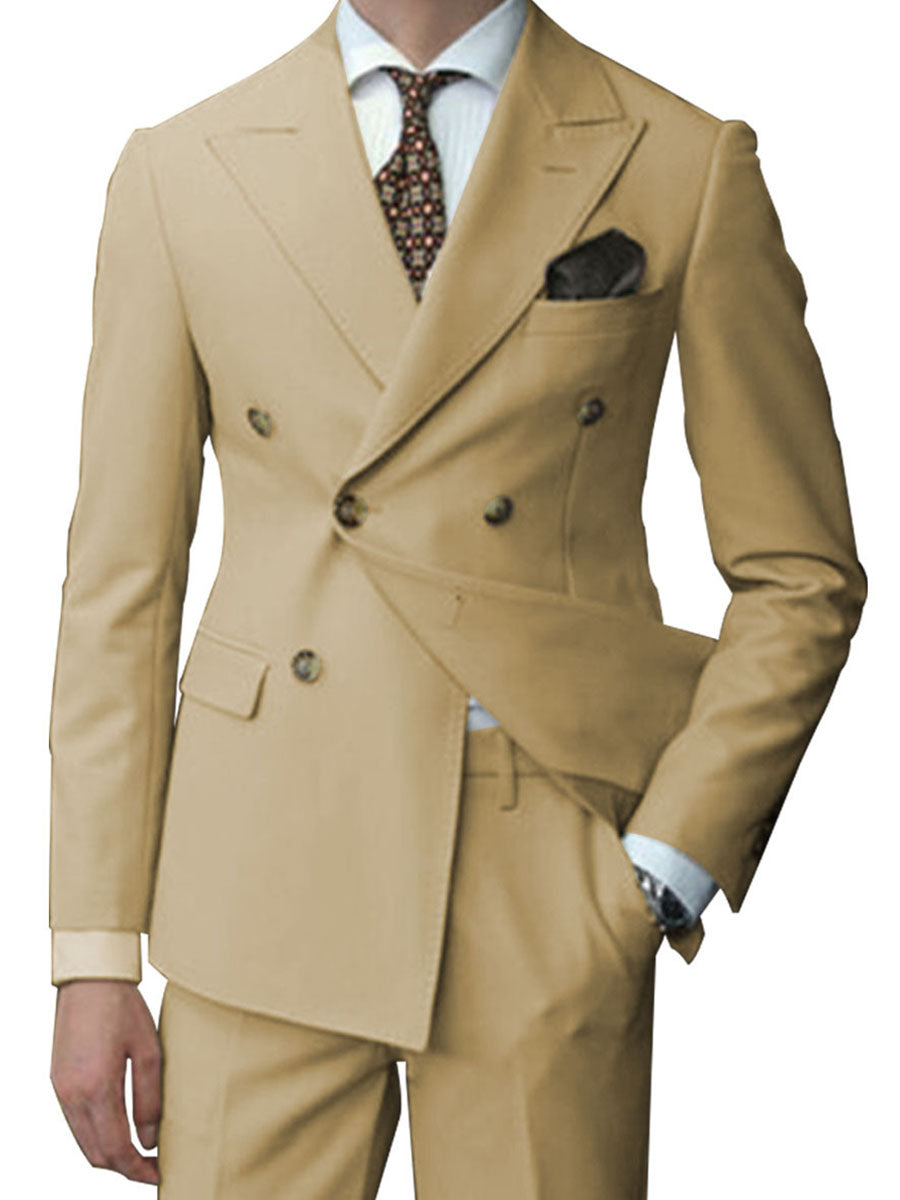 Costume Homme 2 Pièces en Champagne Coupe Slim et Polyvalente pour un Style Affaires Élégant