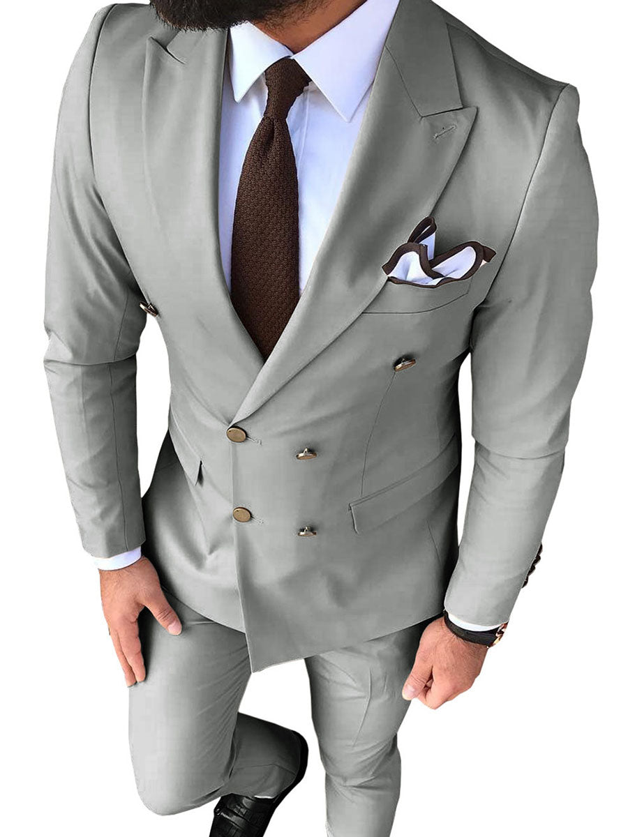 Costume Homme 2 Pièces en ARGENT Coupe Slim pour une Silhouette Affinée en Affaires