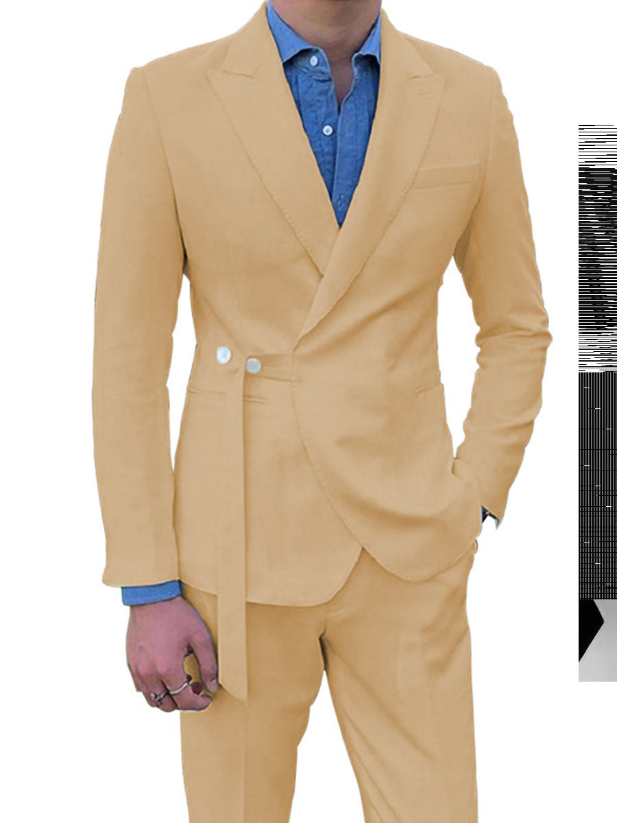 Costume Homme 2 Pièces CHAMPAGNE Haut de Gamme Coupe Slim et Élégance pour Cérémonies
