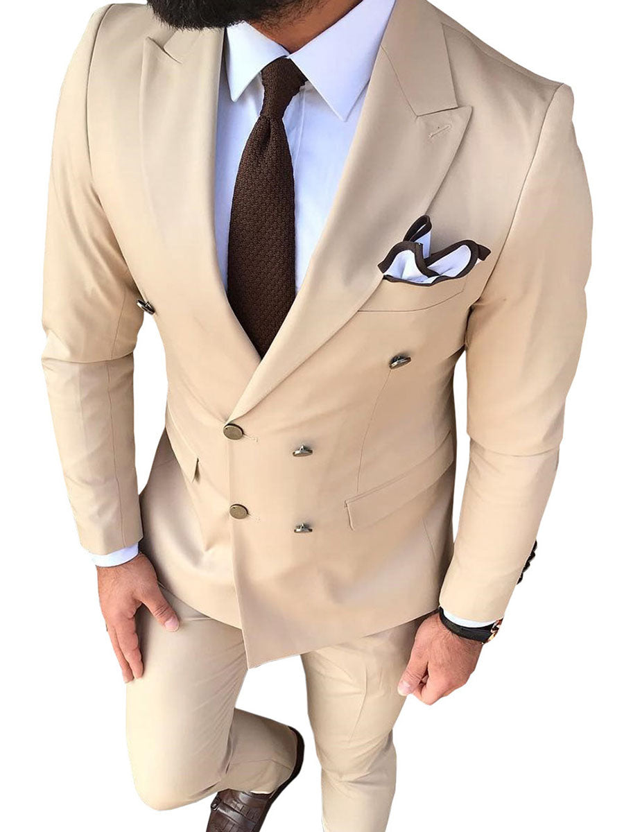Costume Homme 2 Pièces en CHAMPAGNE Coupe Slim pour une Silhouette Affinée en Affaires