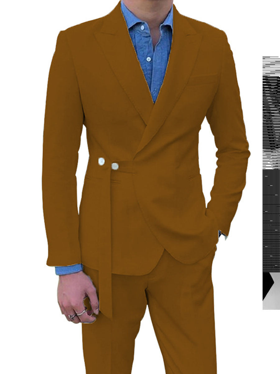 Costume Homme 2 Pièces BRUN Haut de Gamme Coupe Slim et Élégance pour Cérémonies