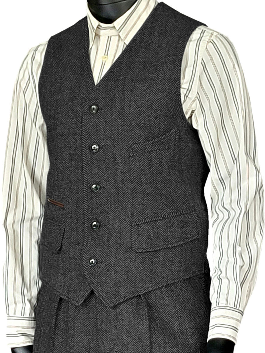 Gilet Homme à Motif Chevron et Poches Multiples Élégance Utile pour Mariage et Cocktail