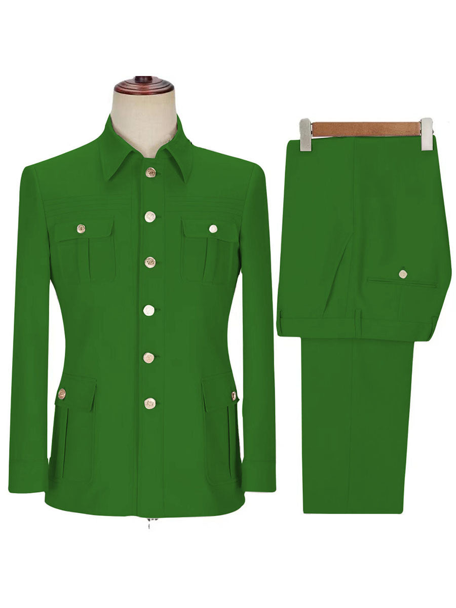 Ensemble Workwear Homme 2 Pièces en VERT (Veste + Pantalon) Style Utility-Chic Polyvalent