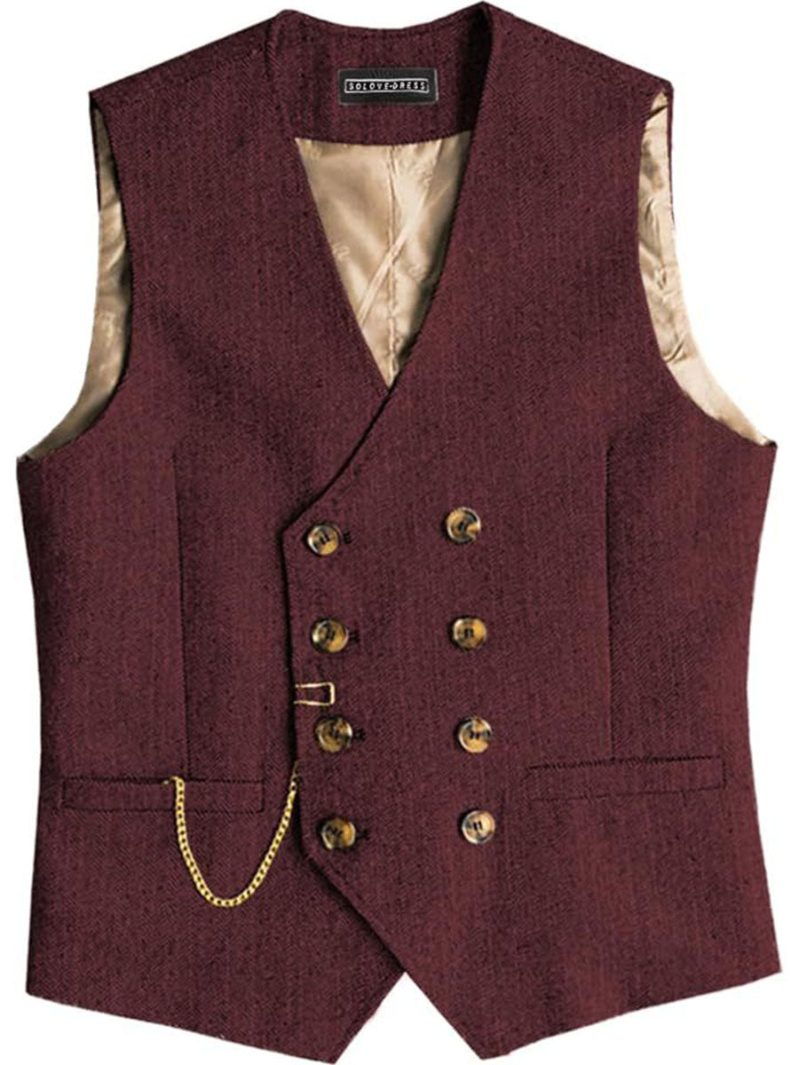 Gilet Homme en BORDEAUX Double-Épaule Haut de Gamme pour une Tenue d'Affaires Élégante