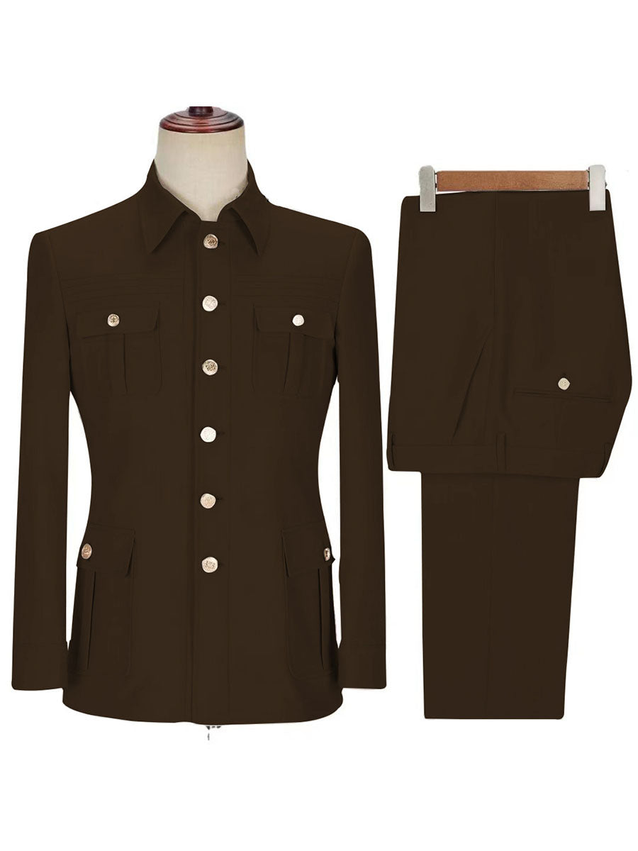 Ensemble Workwear Homme 2 Pièces en CAFE (Veste + Pantalon) Style Utility-Chic Polyvalent