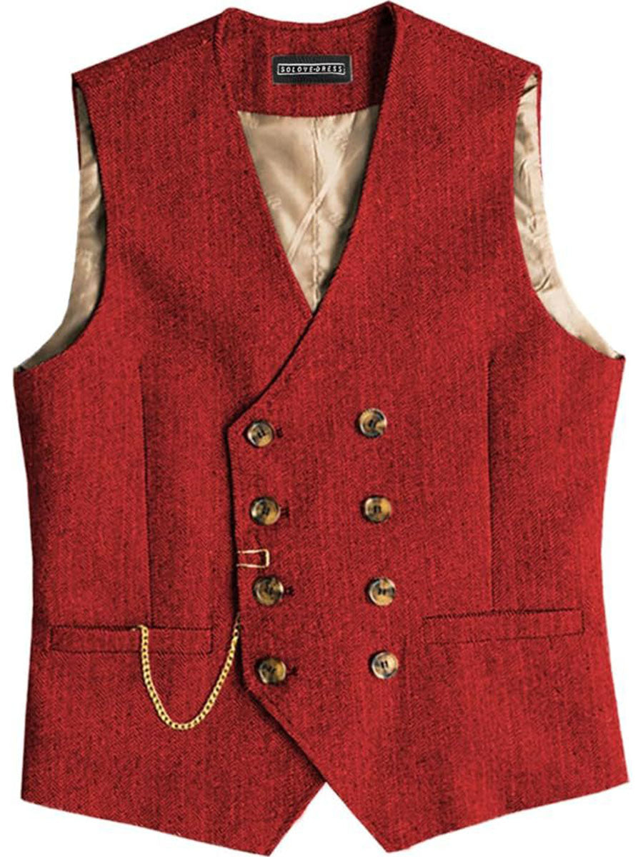 Gilet Homme en ROUGE Double-Épaule Haut de Gamme pour une Tenue d'Affaires Élégante