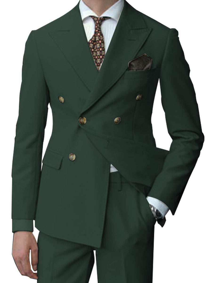 Costume Homme 2 Pièces en VERT_FONCE Coupe Slim et Polyvalente pour un Style Affaires Élégant
