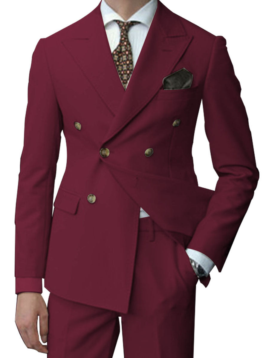 Costume Homme 2 Pièces en BORDEAUX Coupe Slim et Polyvalente pour un Style Affaires Élégant