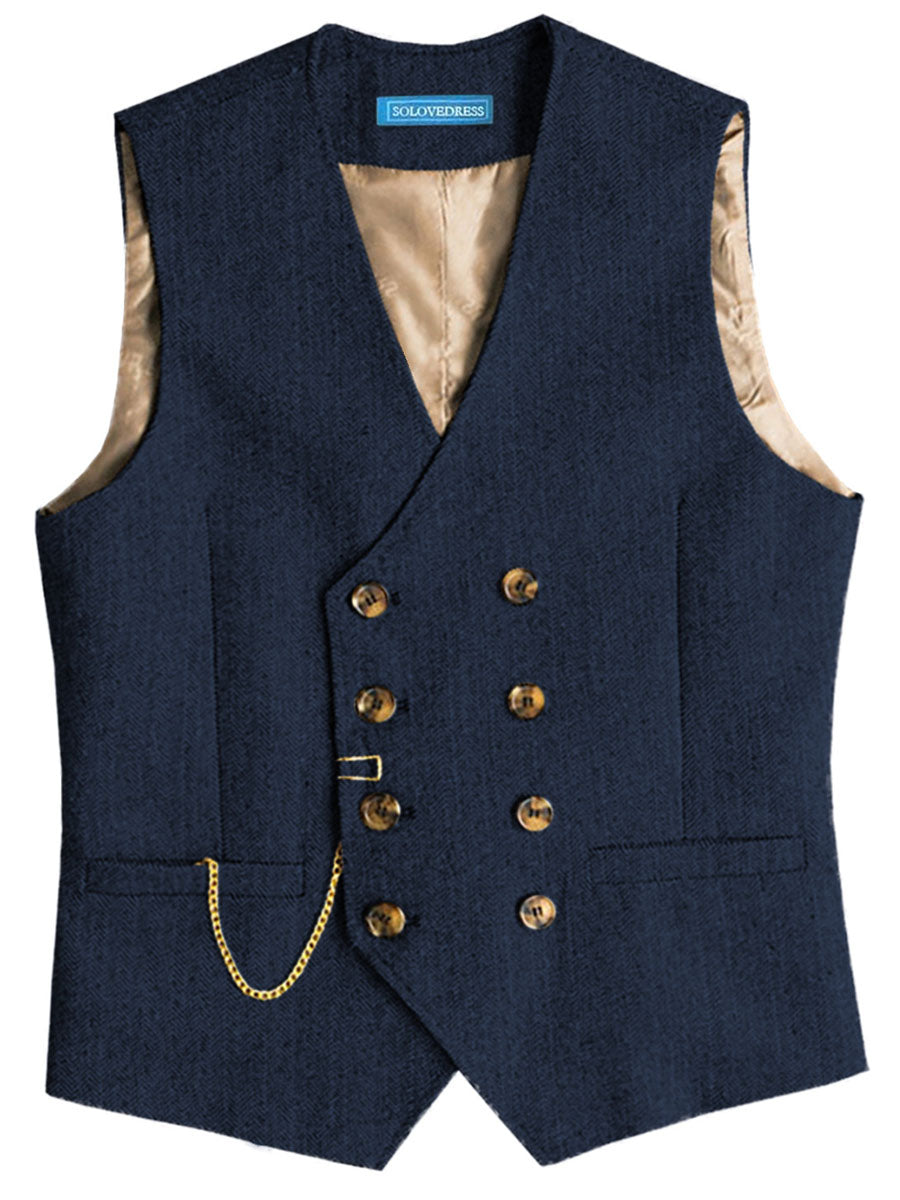 Gilet Homme en MARINE_FONCE Double-Épaule Haut de Gamme pour une Tenue d'Affaires Élégante
