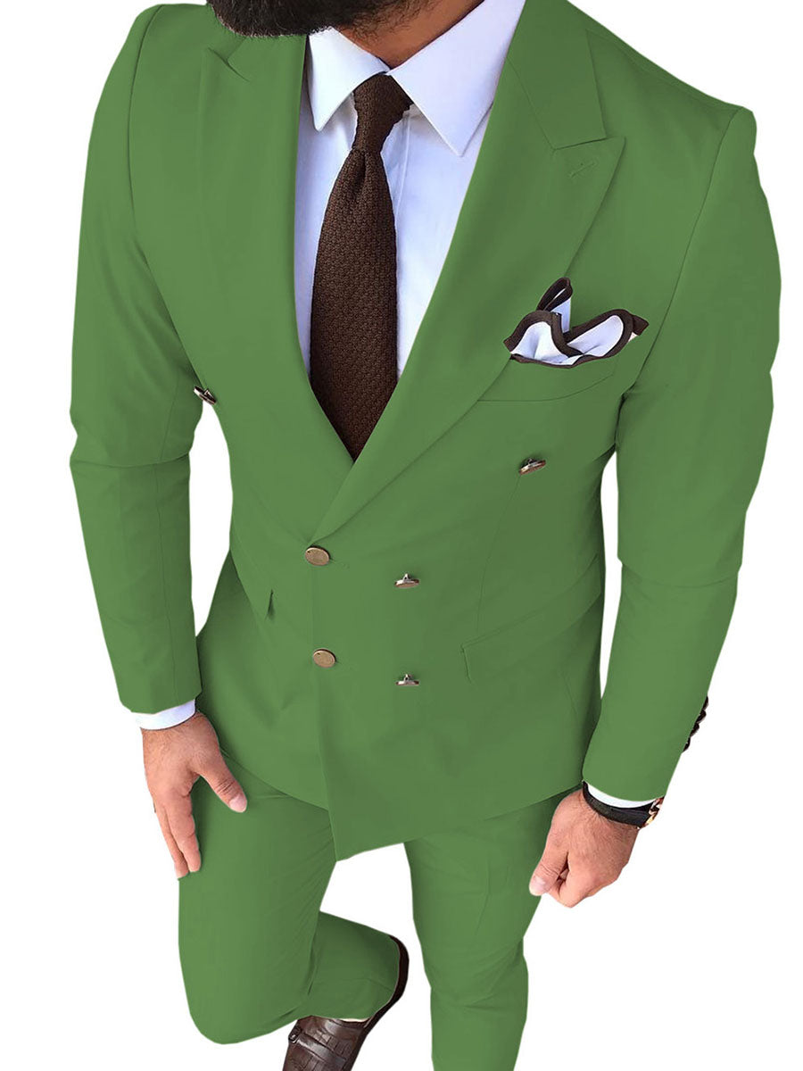 Costume Homme 2 Pièces en VERT_OLIVE Coupe Slim pour une Silhouette Affinée en Affaires