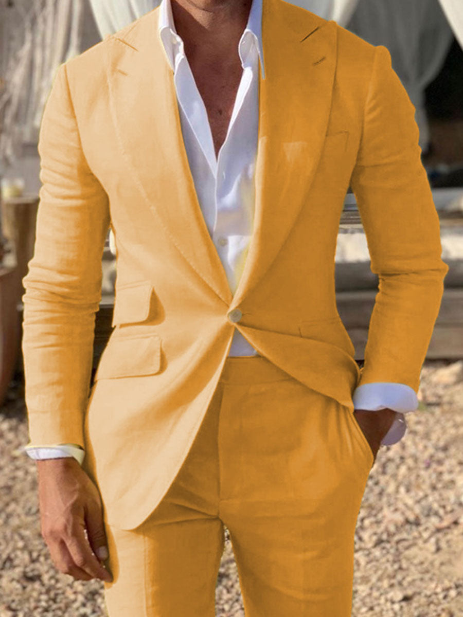 Costume Homme 2 Pièces en SOUCI pour Marié et Témoins Élégance Cérémonielle pour le Grand Jour