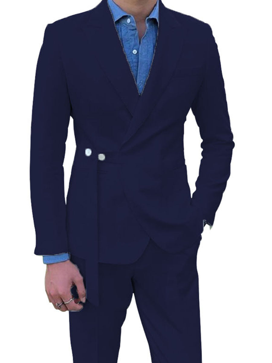 Costume Homme 2 Pièces BLEU_MARINE Haut de Gamme Coupe Slim et Élégance pour Cérémonies