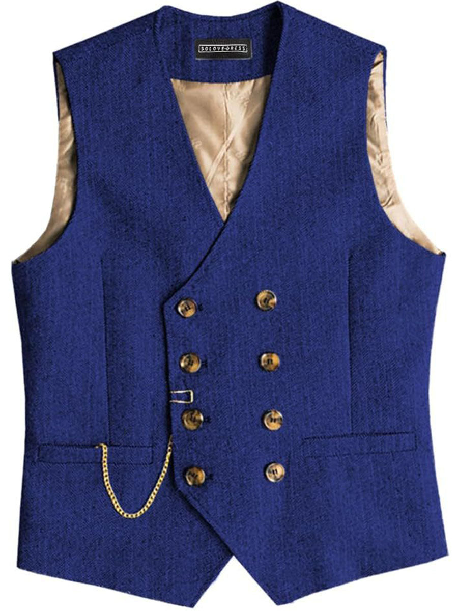 Gilet Homme en BLEU_ROYALE Double-Épaule Haut de Gamme pour une Tenue d'Affaires Élégante