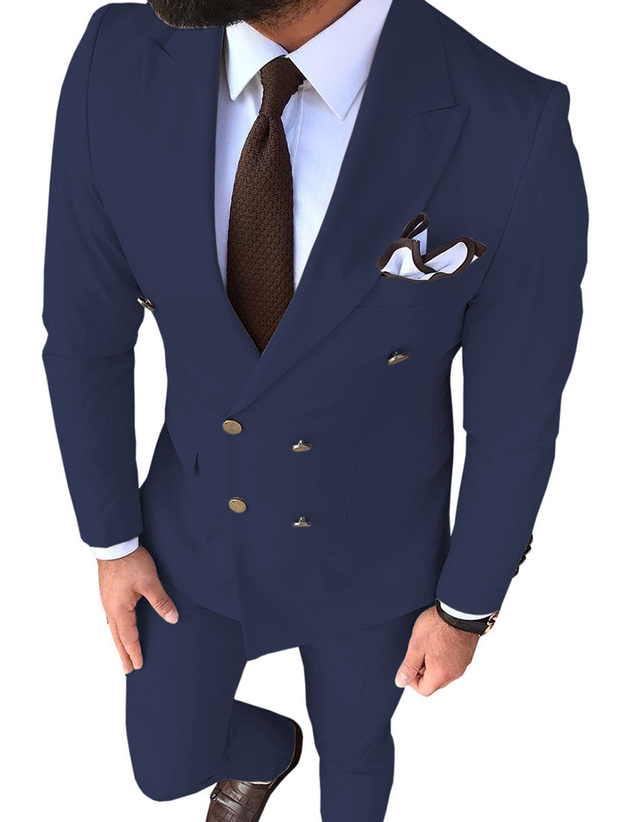 Costume Homme 2 Pièces en BLEU_MARINE Coupe Slim pour une Silhouette Affinée en Affaires
