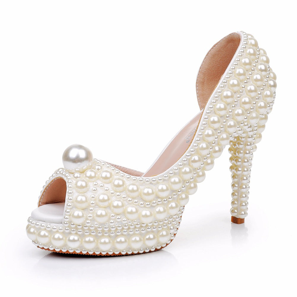 Chaussures de mariage formelles avec grosse plateforme et perles