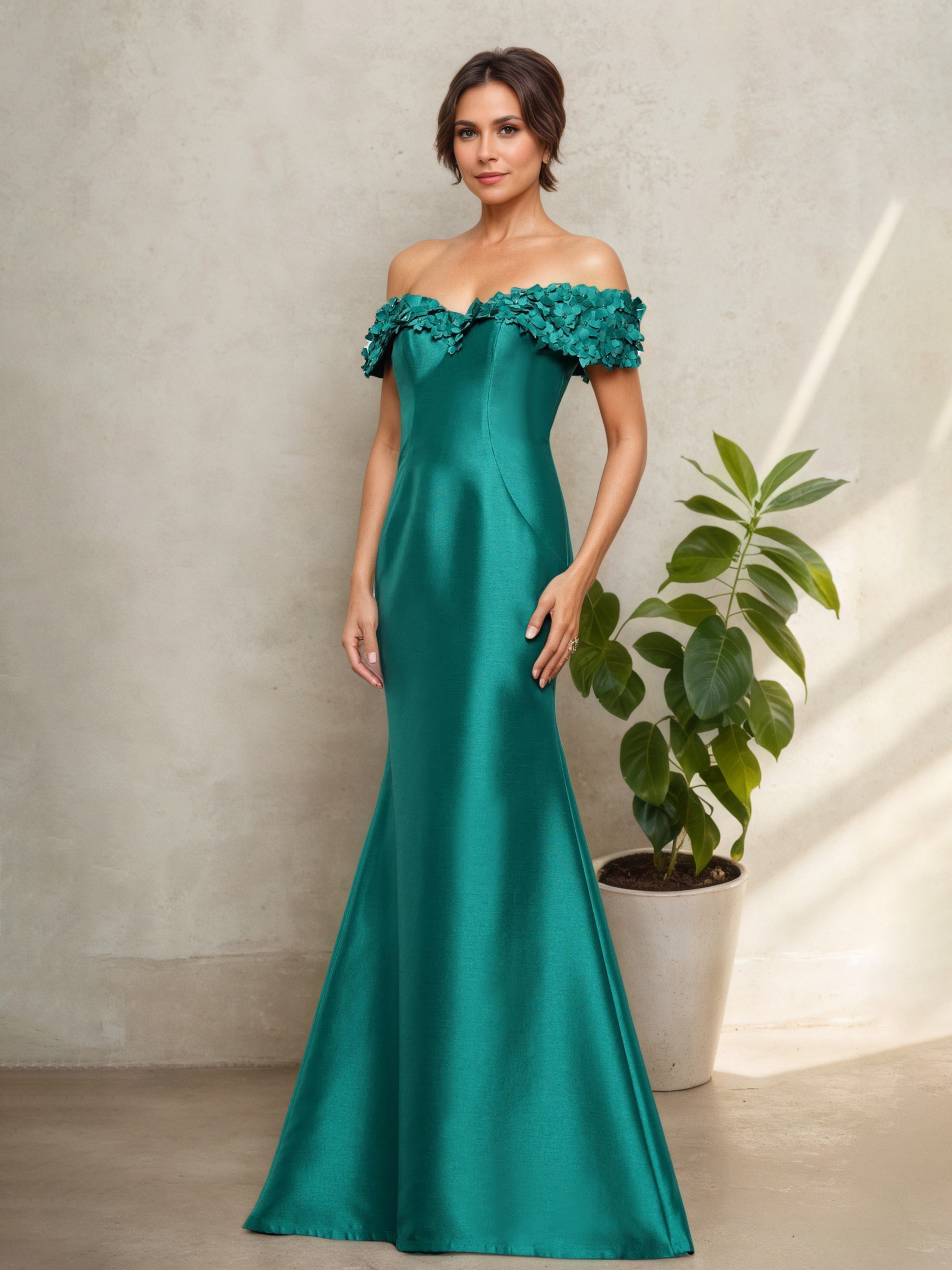 Robe de Cérémonie JADE pour Mère de la Mariée Style Sans Bretelles avec Encolure Illusion