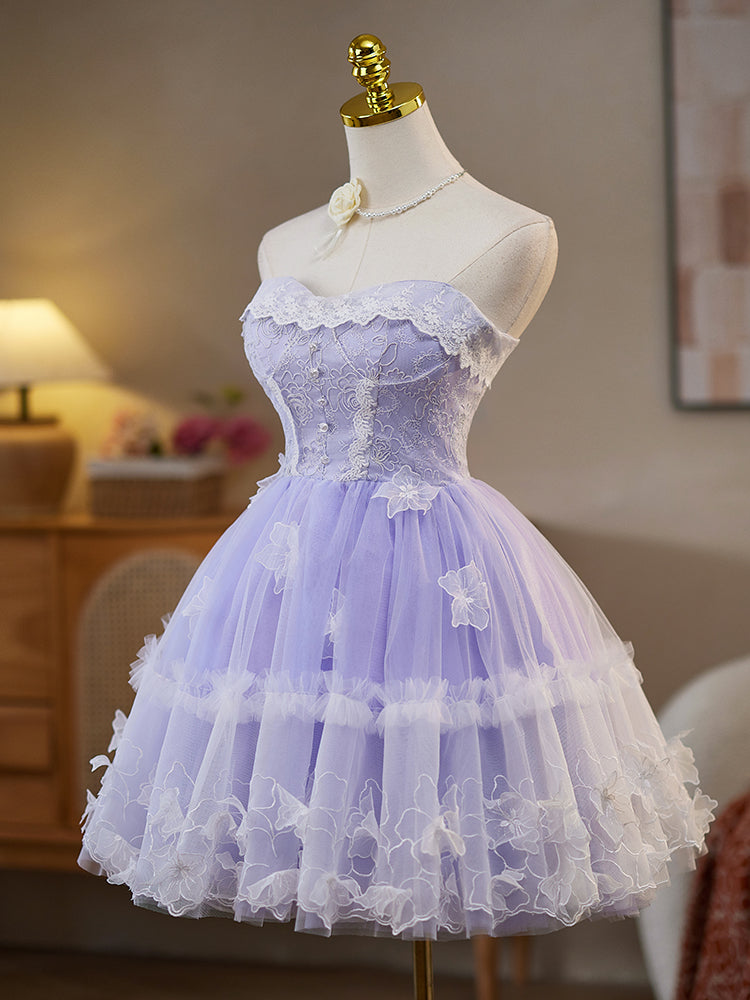 Robe de bal en Lilas Robe Style Princesse Cache Cœur sans Manches