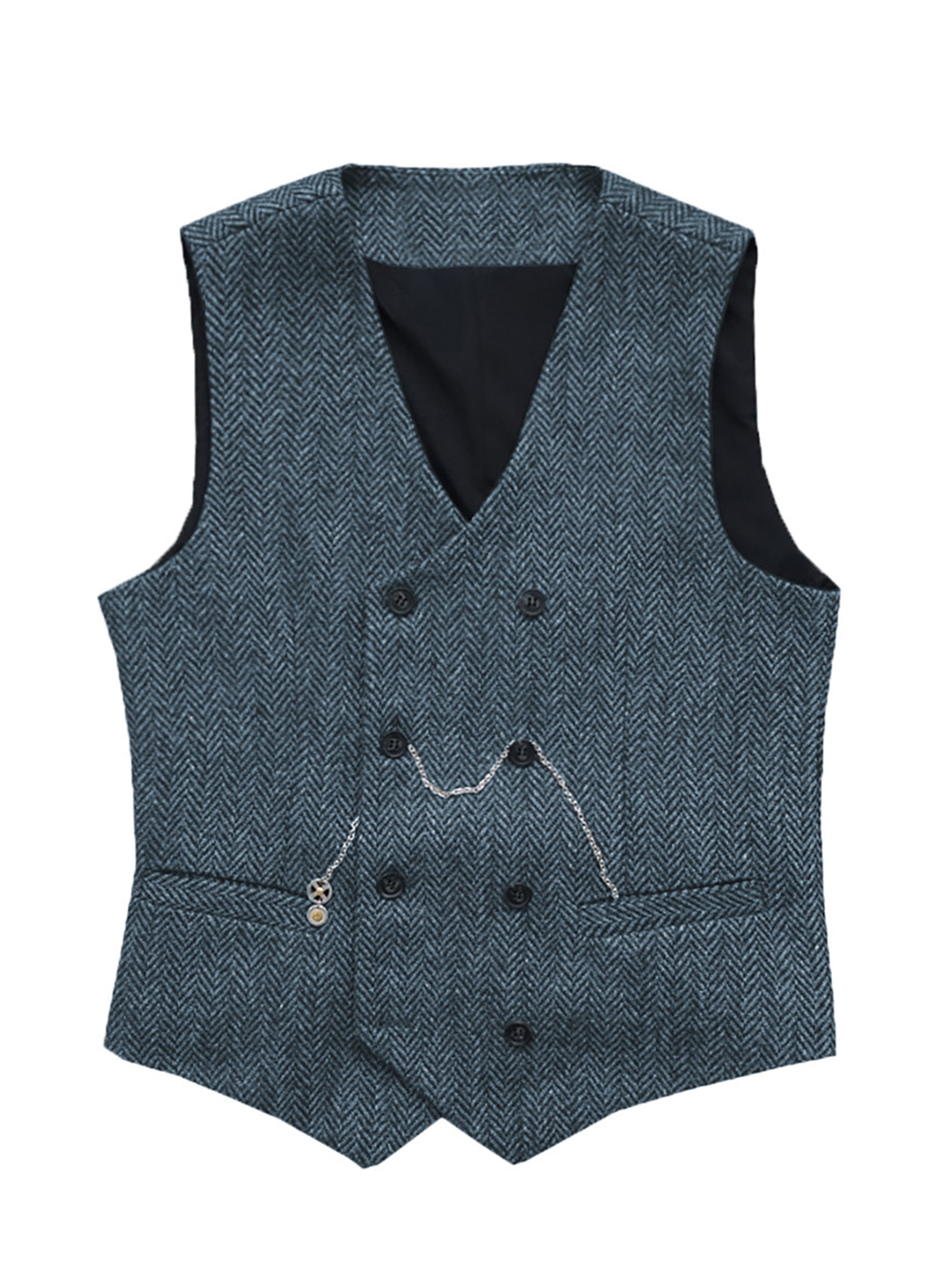 Gilet à col montant de costume pour homme Gilet en chevron