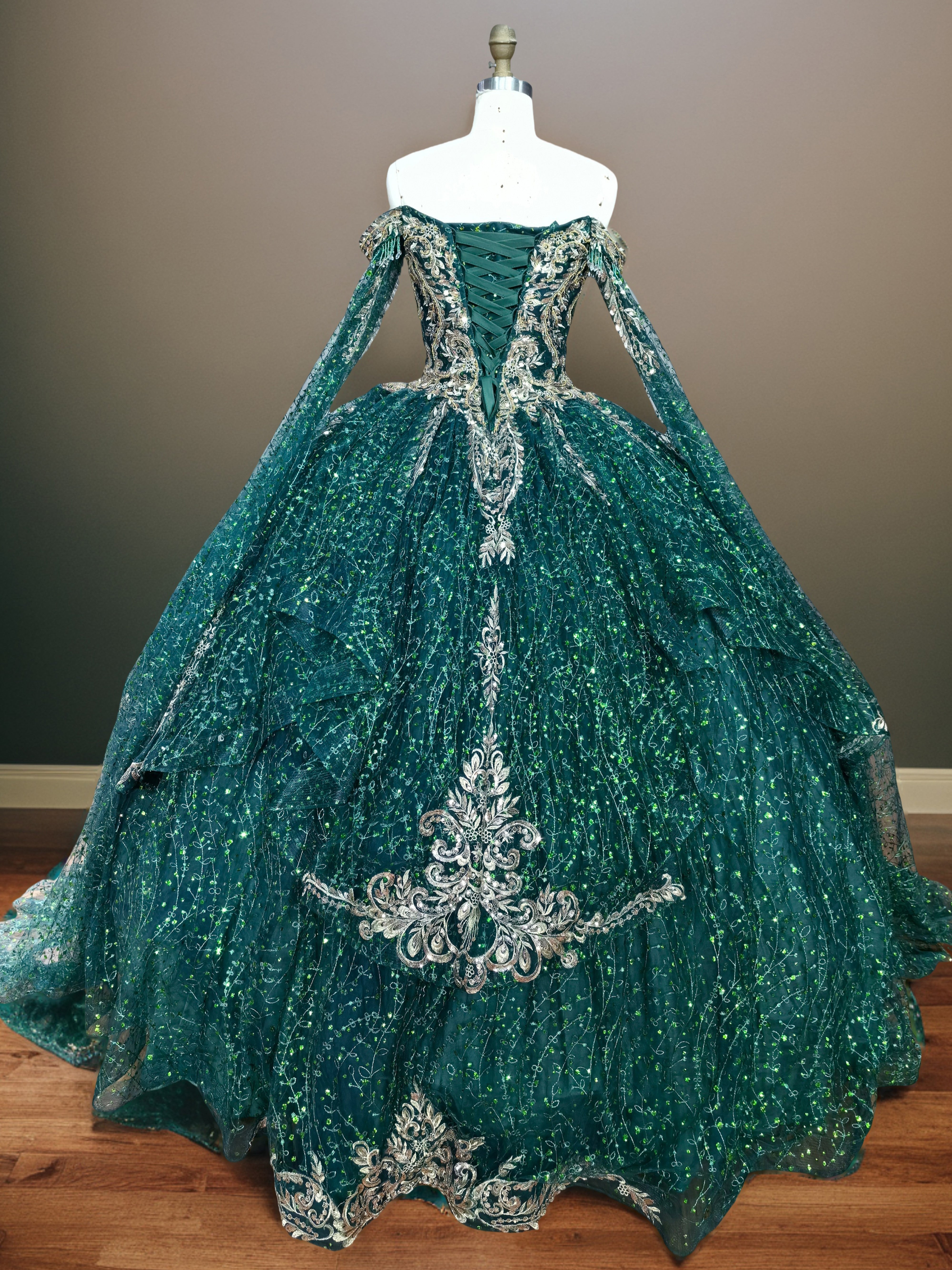 Épaule Dénudée Robe de Quinceanera brodée de Perles avec Paillettes et Appliques