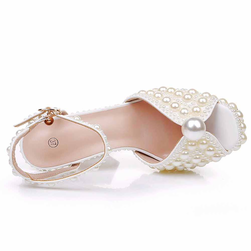 Biscornu Chaussures de mariage formelles avec grosse plateforme et perles