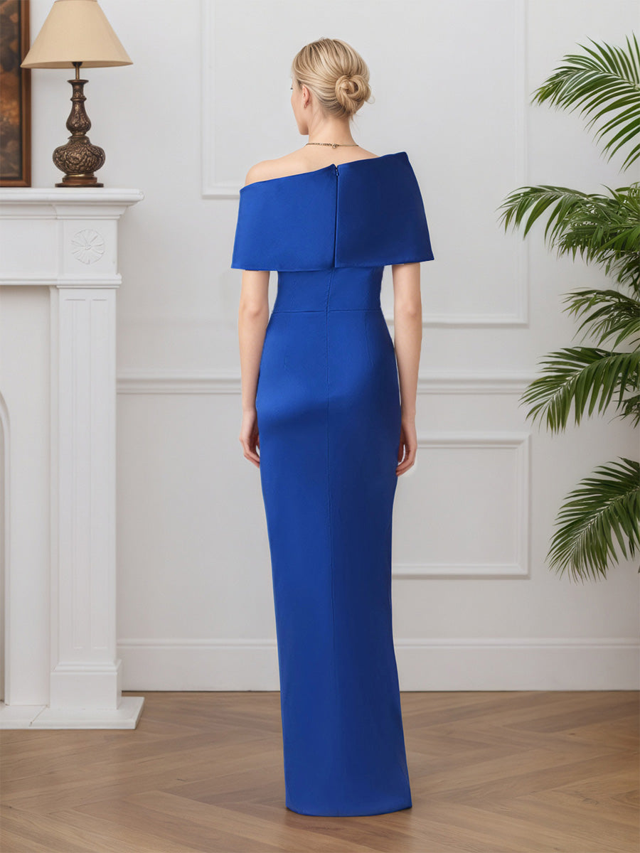 Cicinia Bleu Royal Robe pour Mère de la Mariée Longue en Satin Fourreau sans Manches Longueur Sol