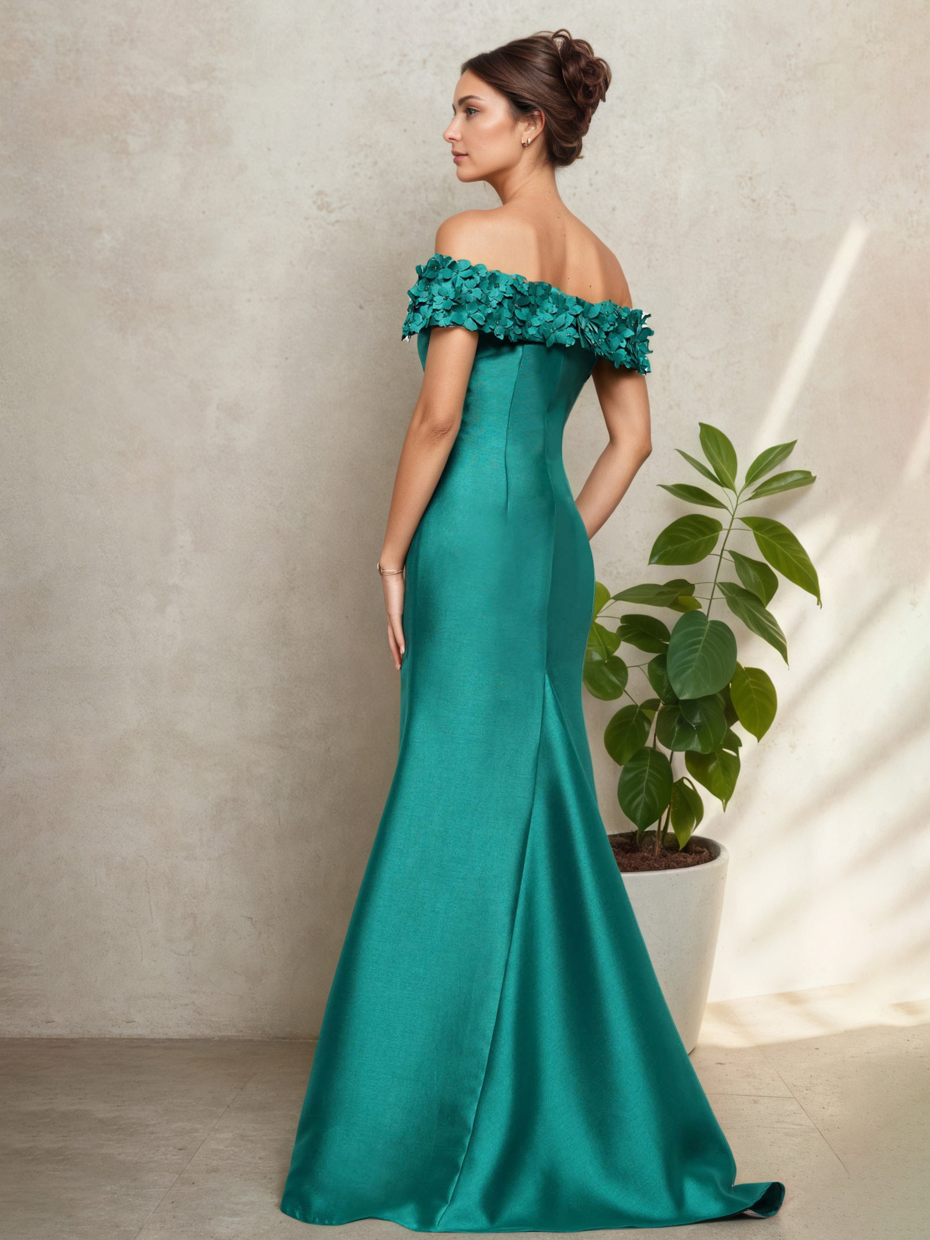 Robe de Cérémonie JADE pour Mère de la Mariée Style Sans Bretelles avec Encolure Illusion