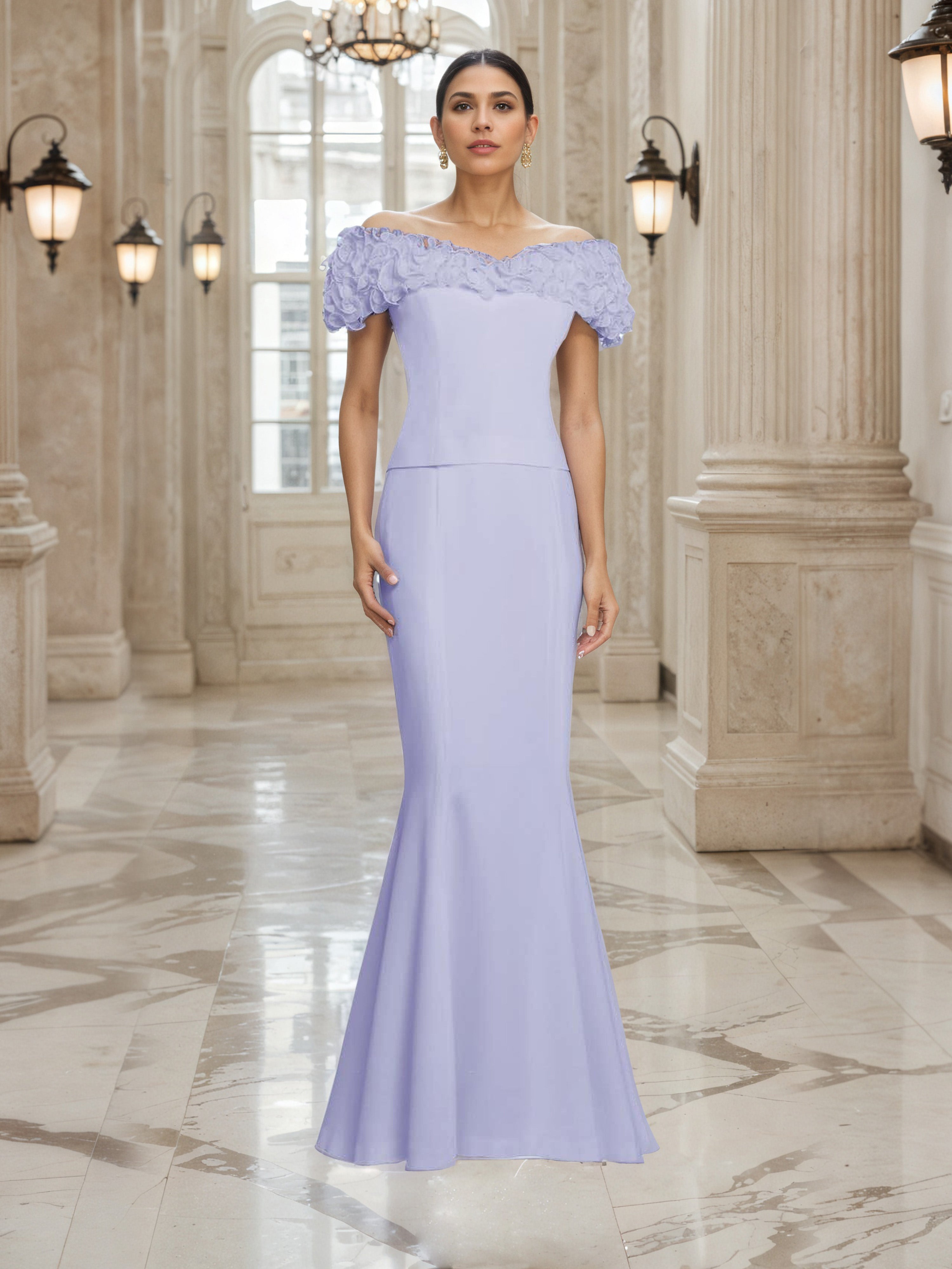 Robe de Soirée LILAS Epaules Dénudées Robe Trompette/Sirène