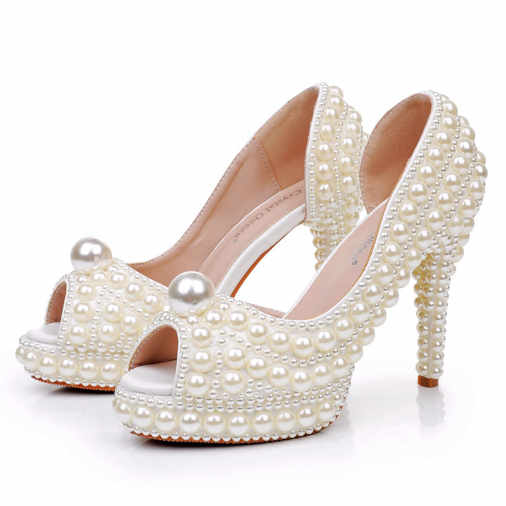 Chaussures de mariage formelles avec grosse plateforme et perles