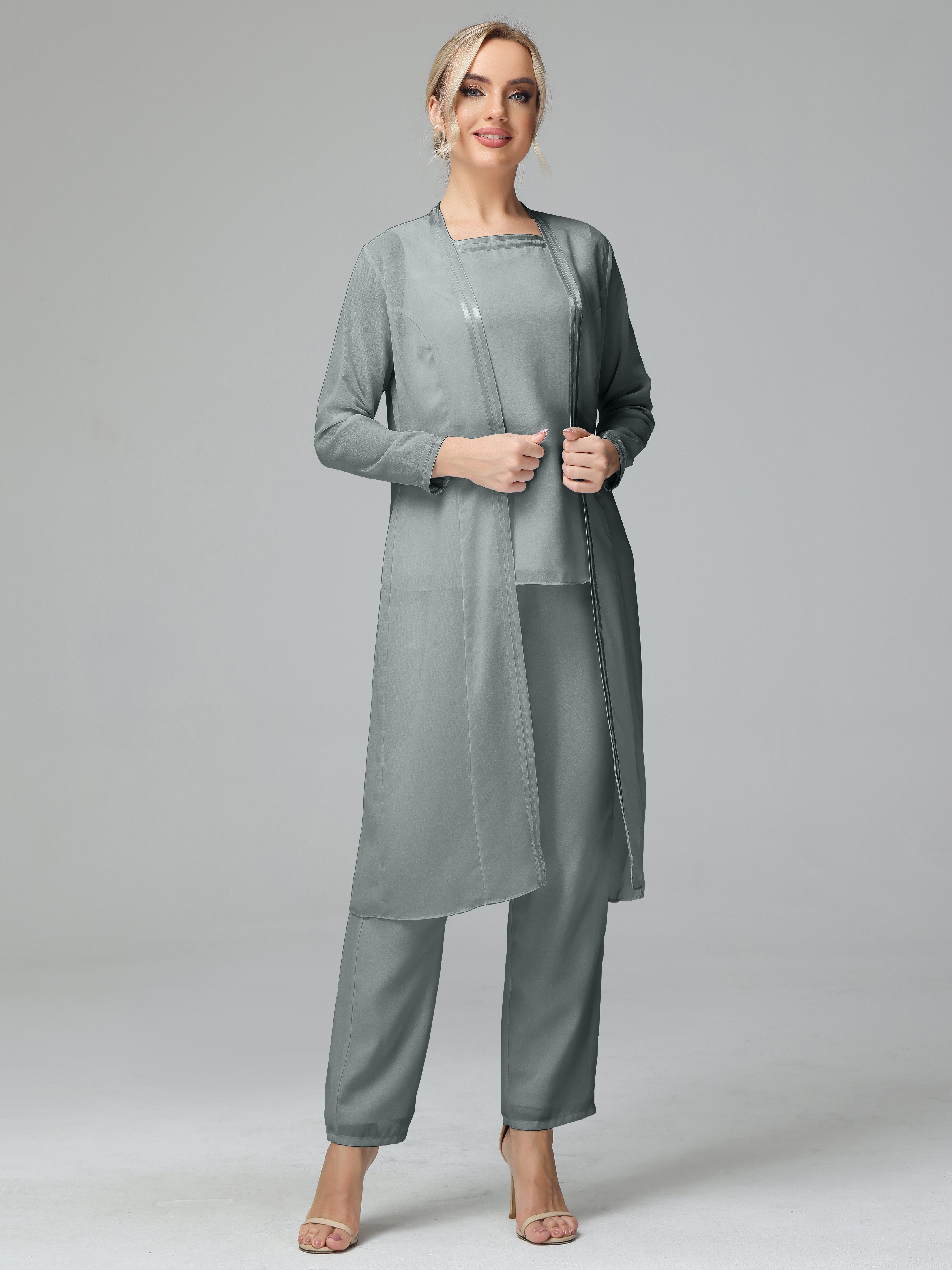 Lot De 2 Pantalons Mère De La Mariée En Mousseline De Soie - Col V Robe Soirée Formelle Élégante Pour Mariage