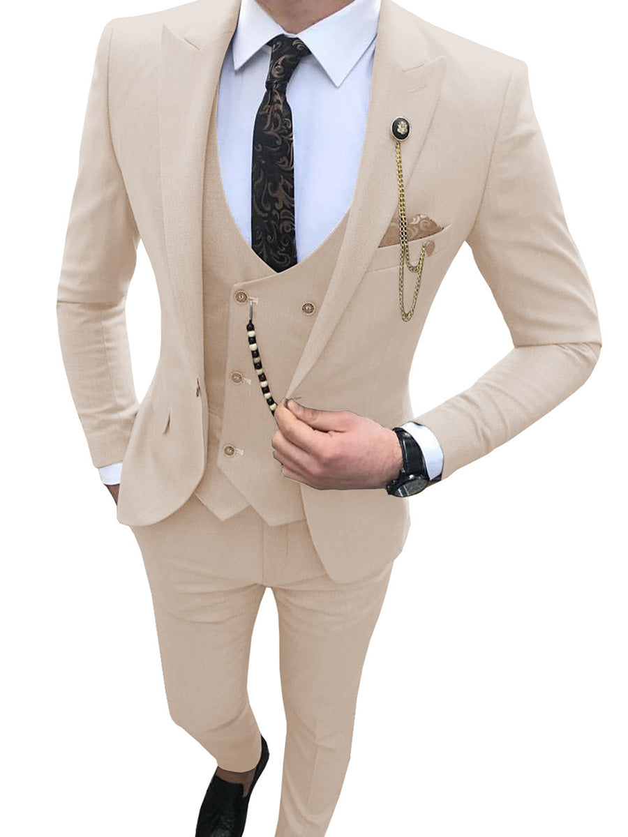 Costume Homme 3 Pièces IVOIRE Coupe Slim et Style Coréen Moderne pour une Silhouette Affinée en Affaires