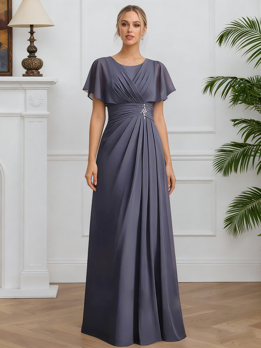 Cicinia ORAGEUX Robe pour Mère du Marié Longue en Mousseline A-Line Perlé Longueur Sol Élégante