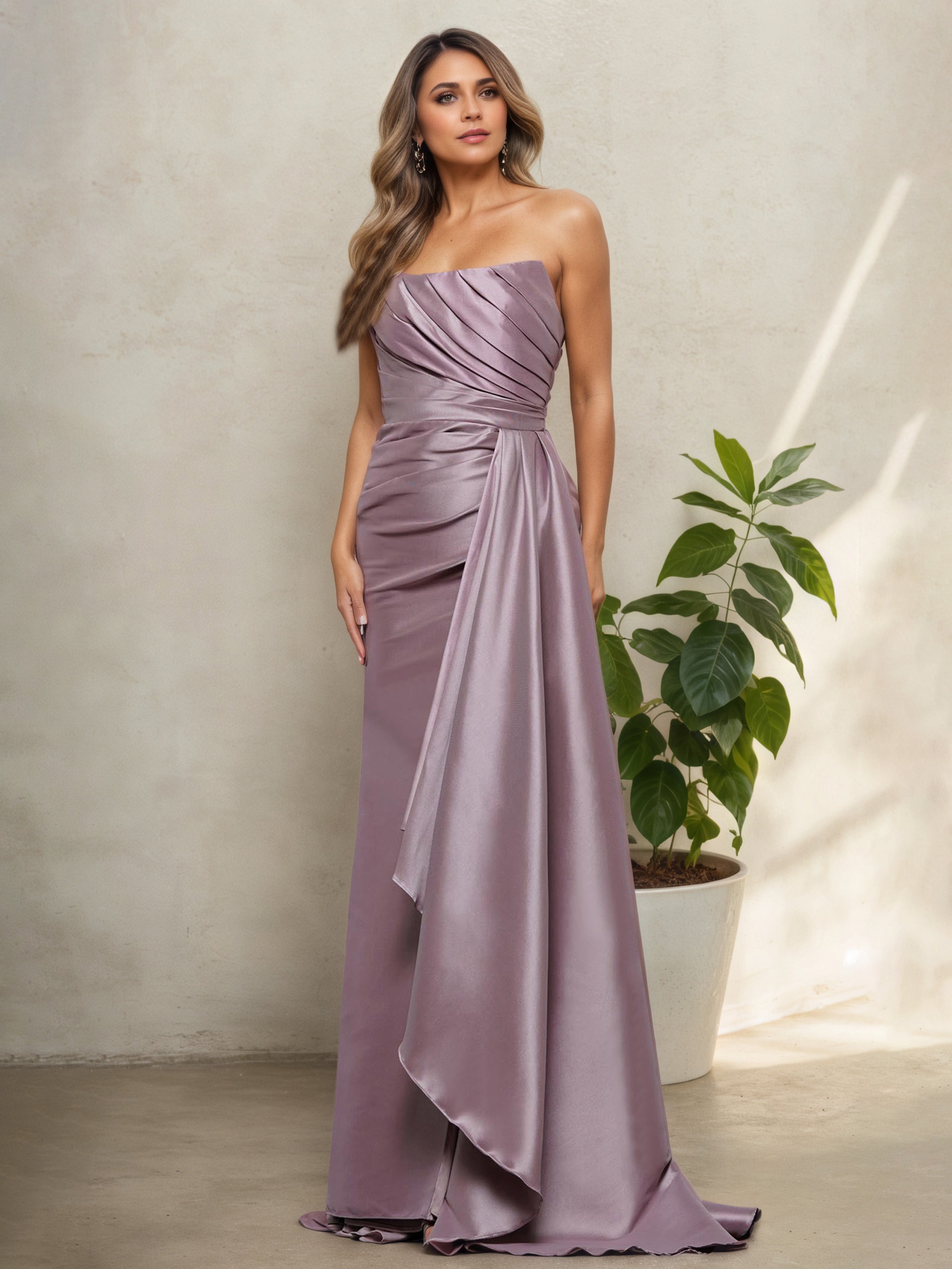 Robe Mère de la Mariée GLYCINE Sans Bretelles Silhouette Sirène à Plissés Sophistiqués