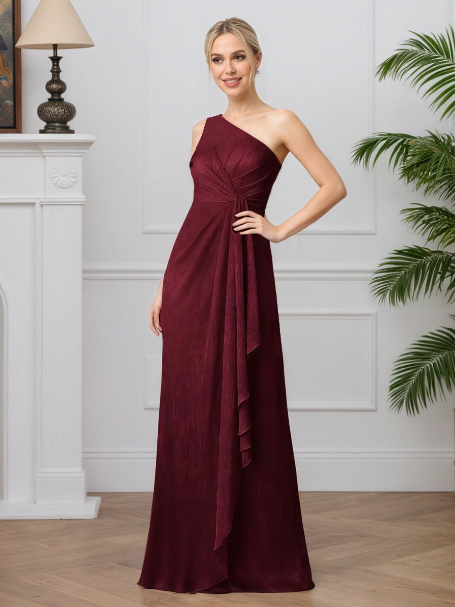 Cicinia BORDEAUX Robe pour Mère de la Mariée Longue Fourreau Seule Épaule sans Manches