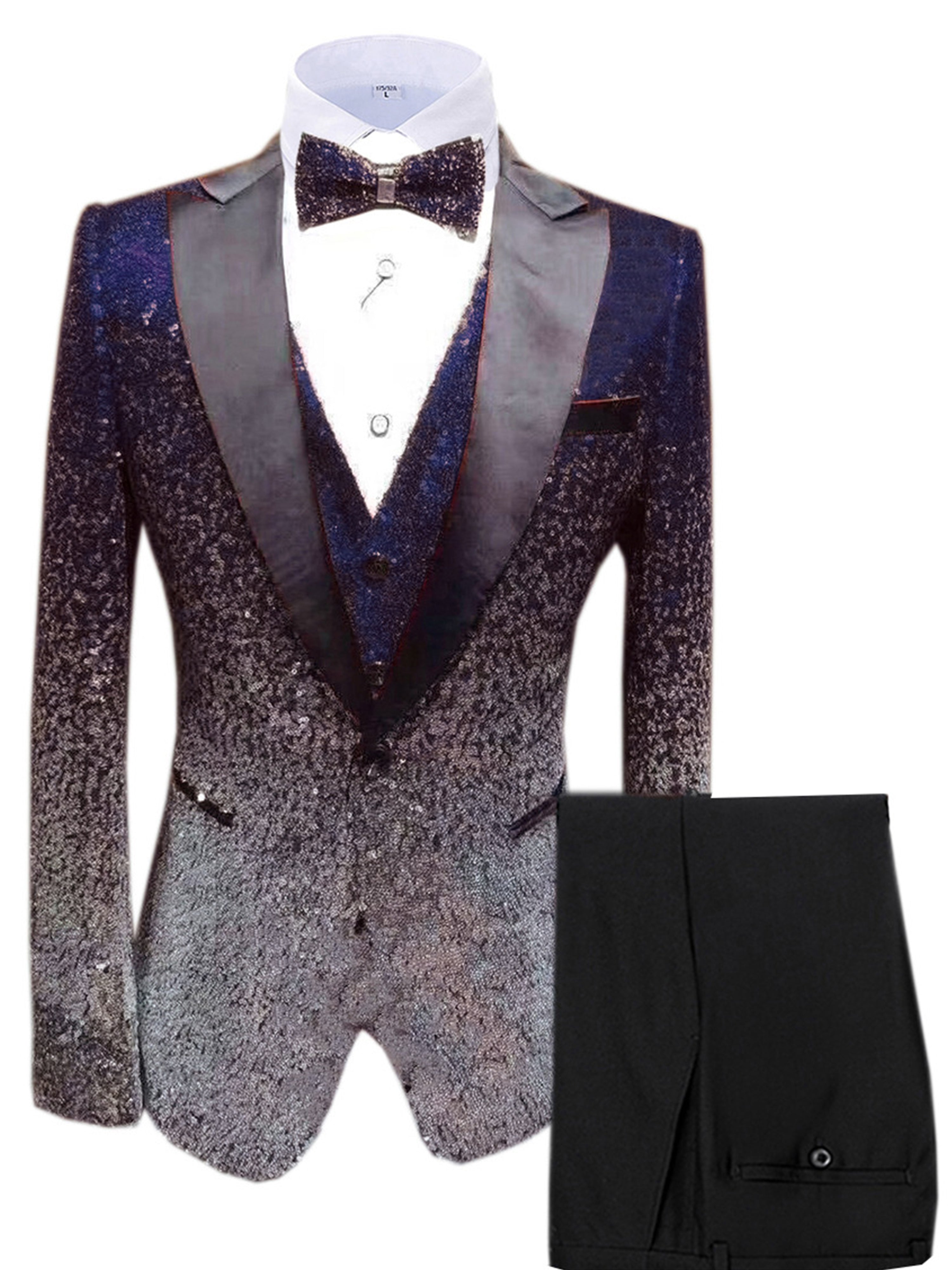 Costume de mariage 3 pièces à Paillettes pour hommes